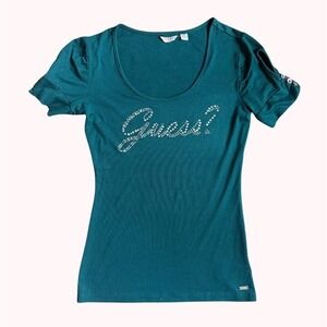 Y2K Guess Rhinestone Top w/ Buttons - XS